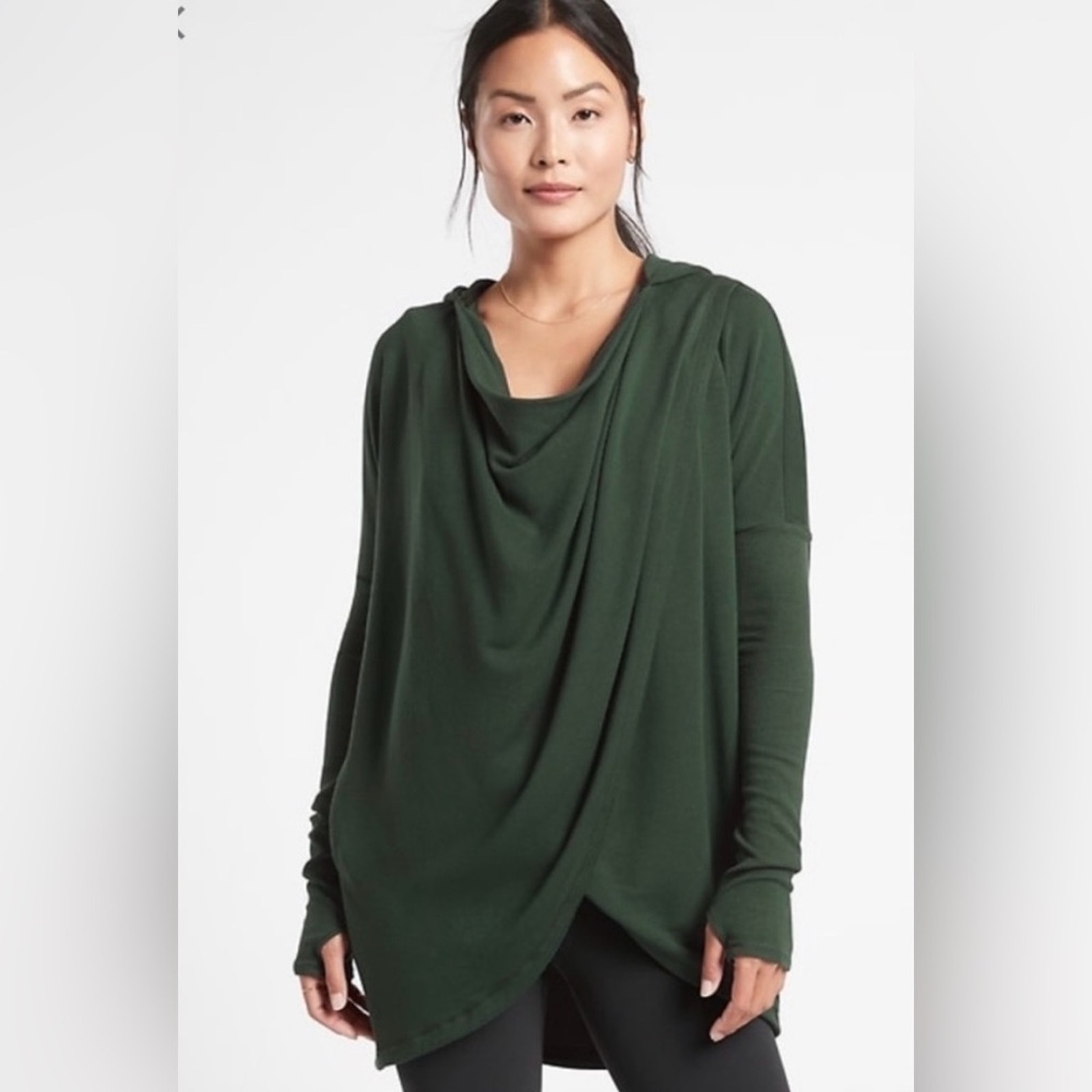 Athleta Purana Wrap Sweatshirt Seaweed Snack Green #486073 Small