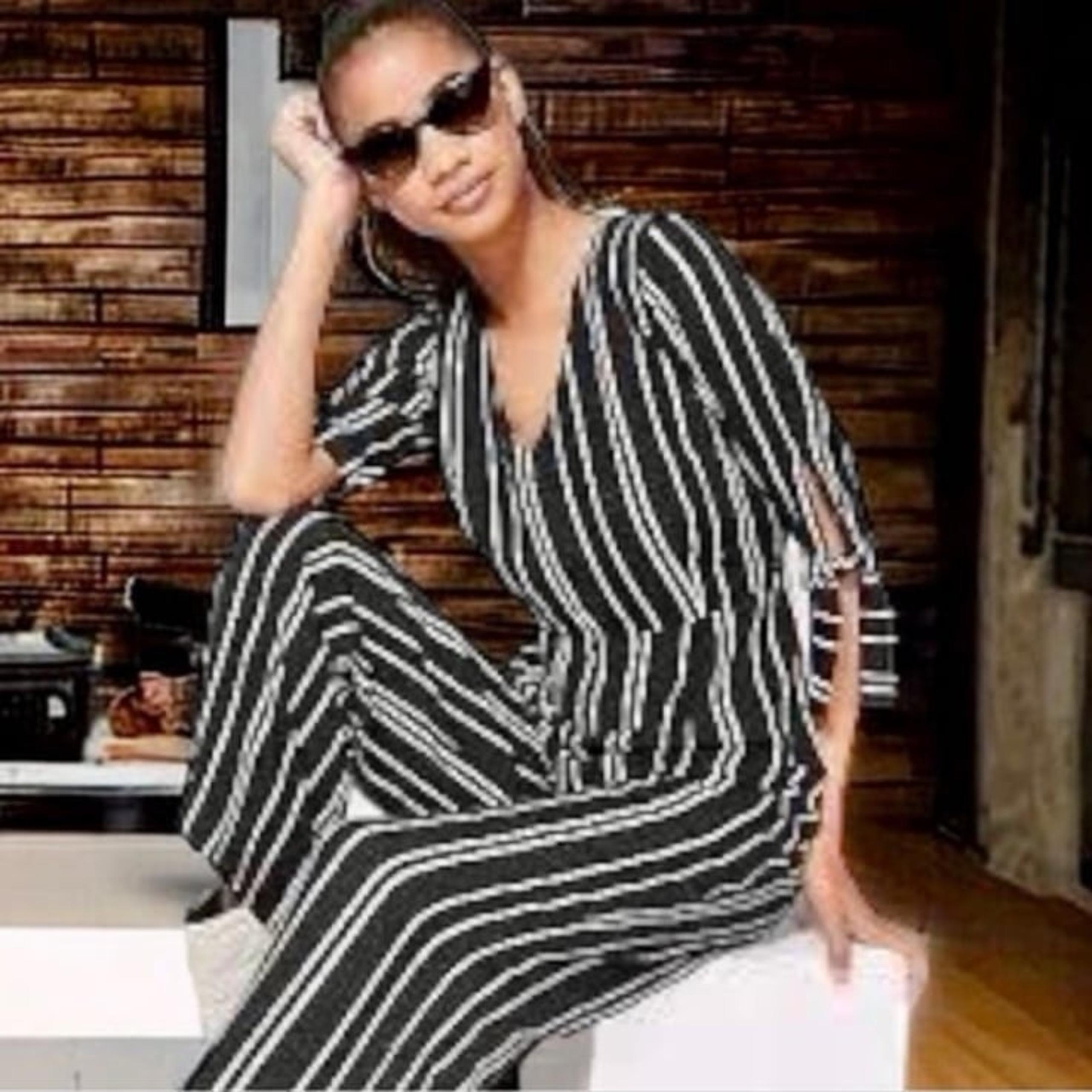 Jumpsuit NEW Wild Fable Black/White Striped Deep V Women’s XS Mod Sexy