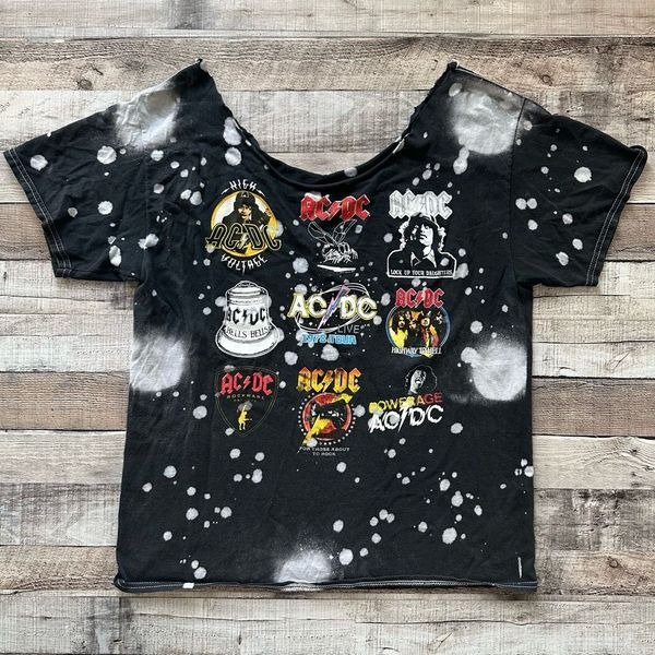 ACDC Handmade Custom Rock Band Metal Open Back Scoop Neck Tshirt
