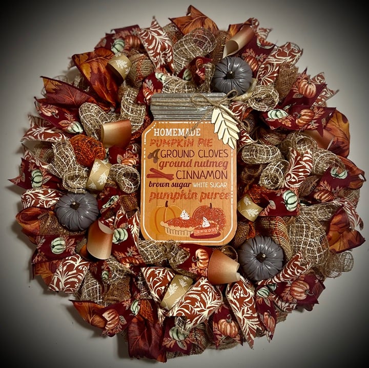 Handmade thanksgiving wreath pumpkin spice autumn decorations