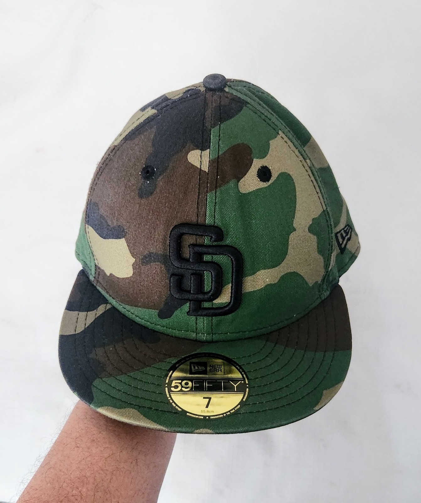 New Era 59Fifty San Diego Padres Fitted Hat Woodland Camo Black SD hat Men SZ 7