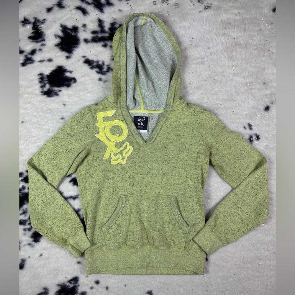 Fox Racing Women’s Y2K Vintage Neon Green Pullover Hoodie Sweatshirt Size Small