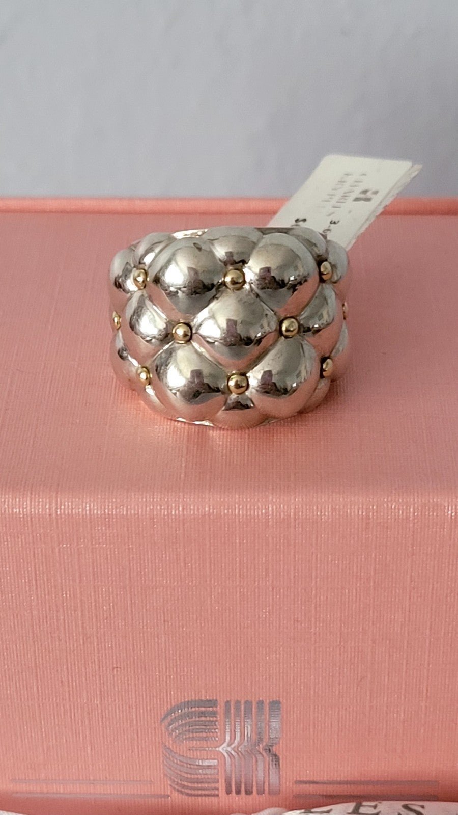 Charles Krypell Sterling Silver 18K Gold Wide Dome Ring