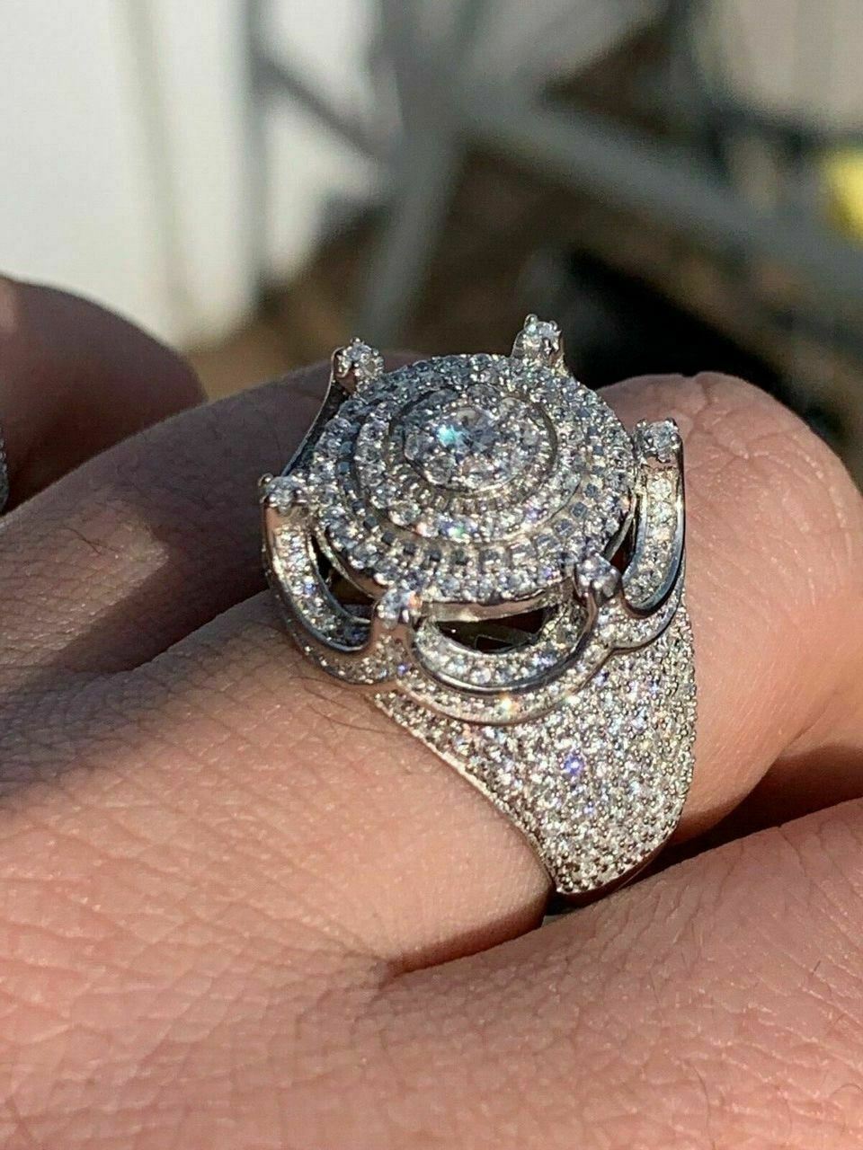 925 SILVER ICED OUT KING CROWN RING SIZE 8