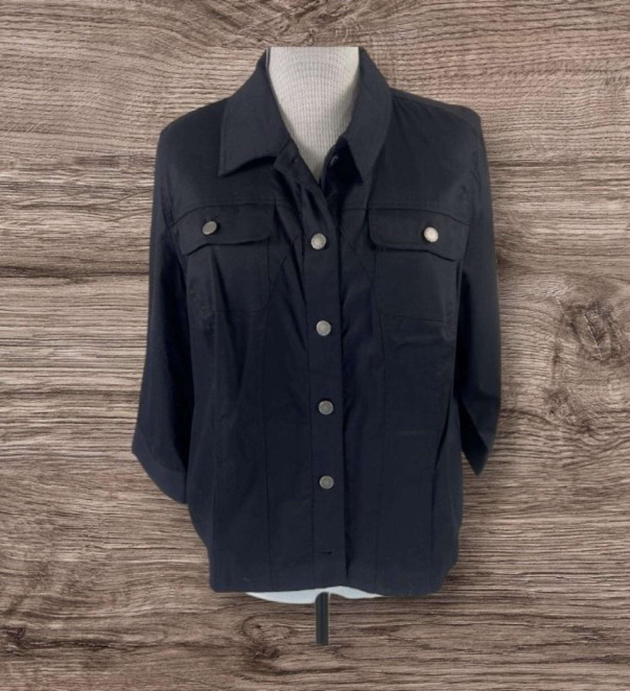 CJ Banks Women's Size 1X Black Button Up / Shirt  Lightweight