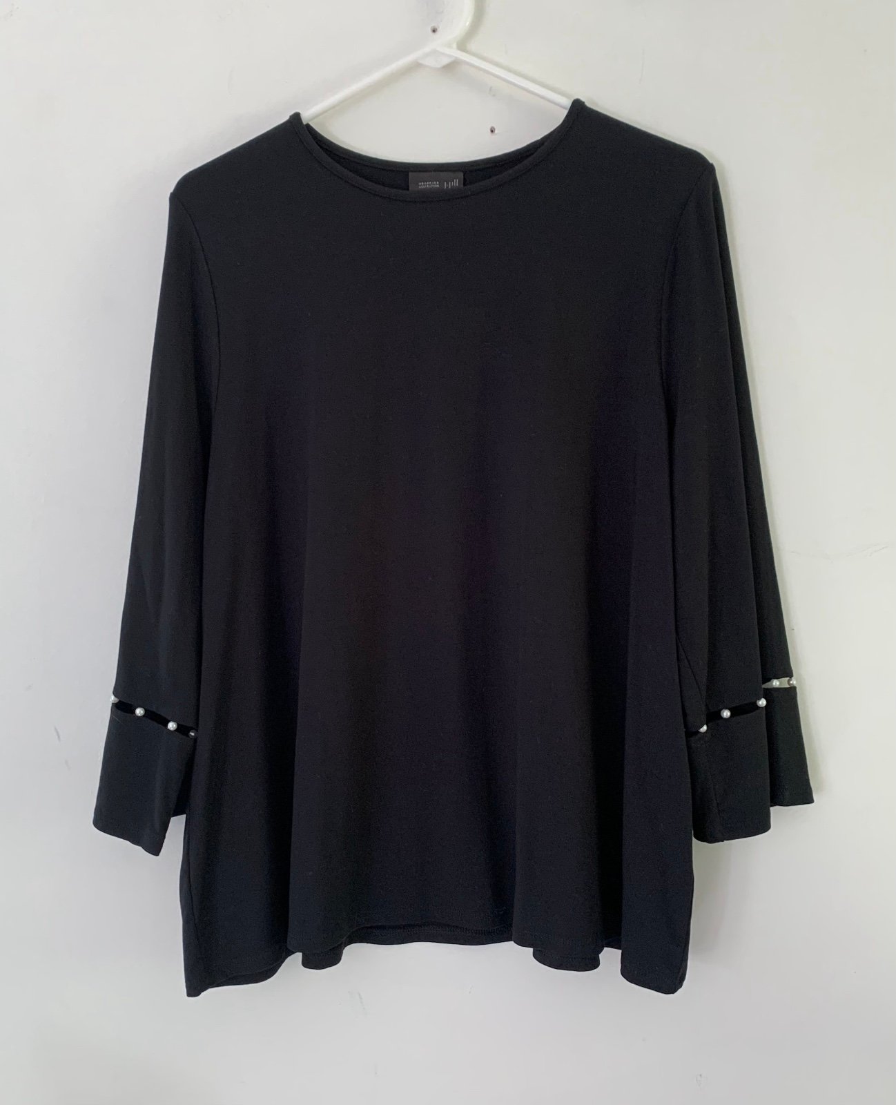 J. Jill L Wearever Collection 3/4 Pearls Detailed Sleeves Black, new no tag.