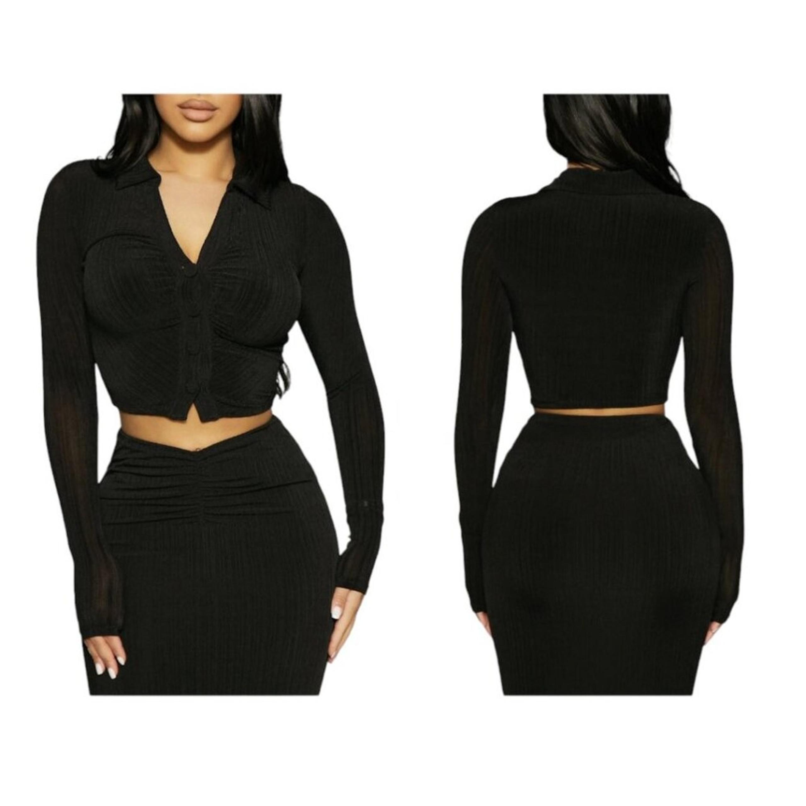 Naked Wardrobe Loosen Up My Buttons Top Black Size Small NWOT $52 MSRP