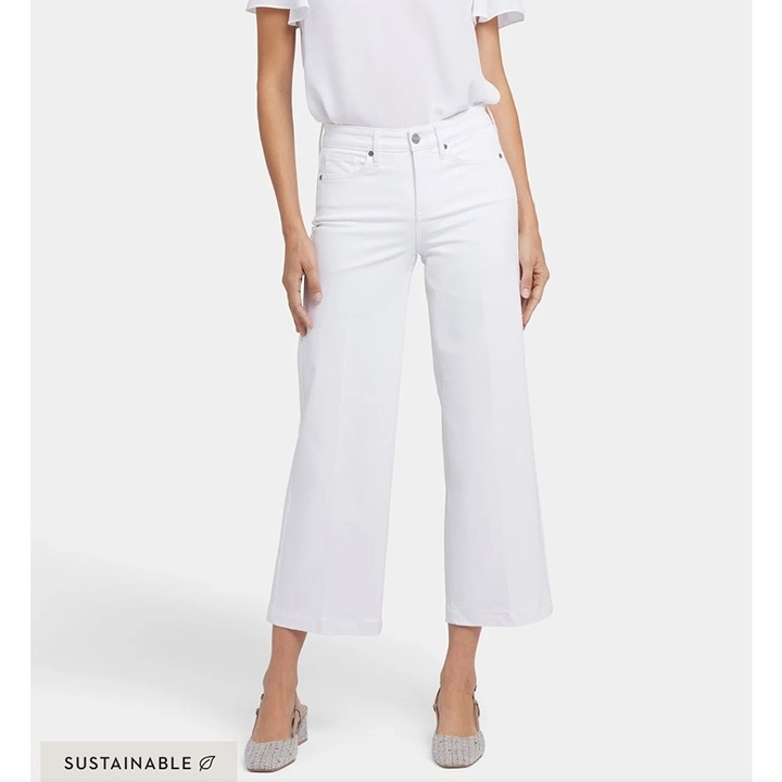 NYDJ Teresa Wide Leg Ankle Jeans white cropped high rise 14 New