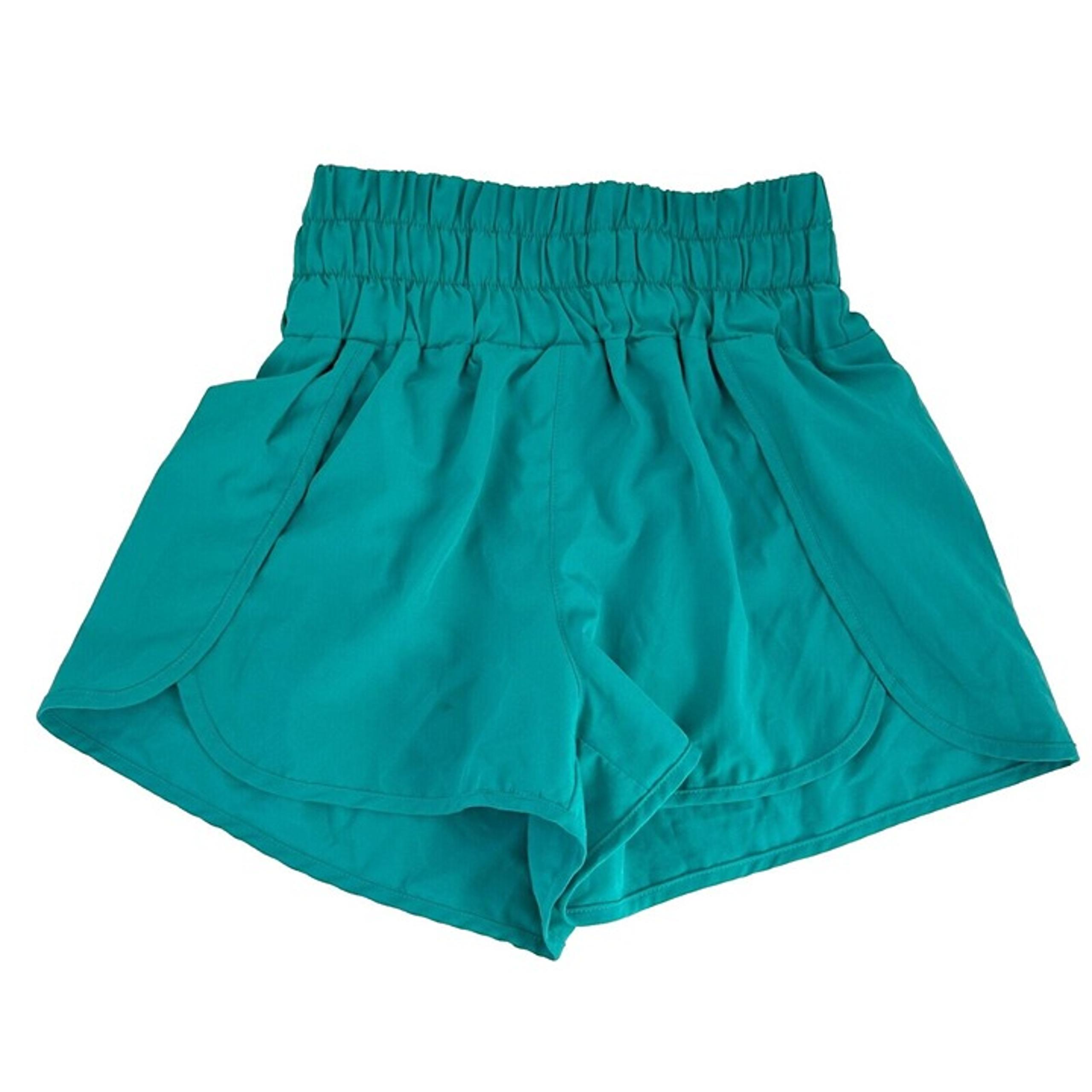 Pink Lily Shorts Womens Medium Turquoise Green Smocked Athletic High Rise Solid