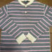 Geometric Stripe Henley Neck Polo Shirt