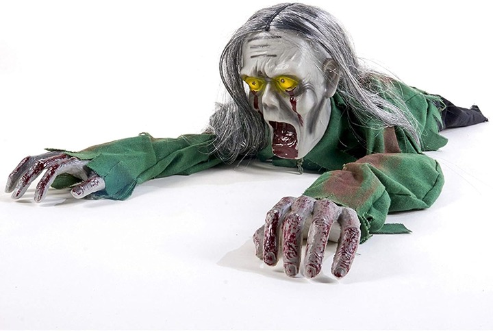 Halloween Scary Yard Decorations, Electric Crawling Ghost Long Hair Horror Voice