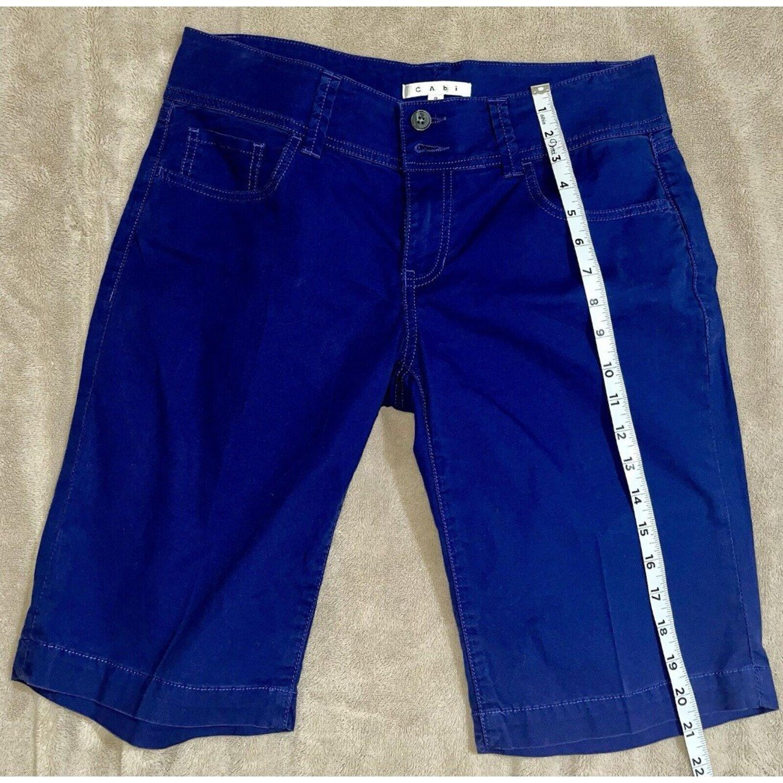 CABI Women's Blue 100% Cotton Flat Front Bermuda Shorts Size 8 Style #830