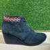 TOMS Suede Desert Wedge Booties Ankle Boots Lace Up Blue Preppy Womens 6.5