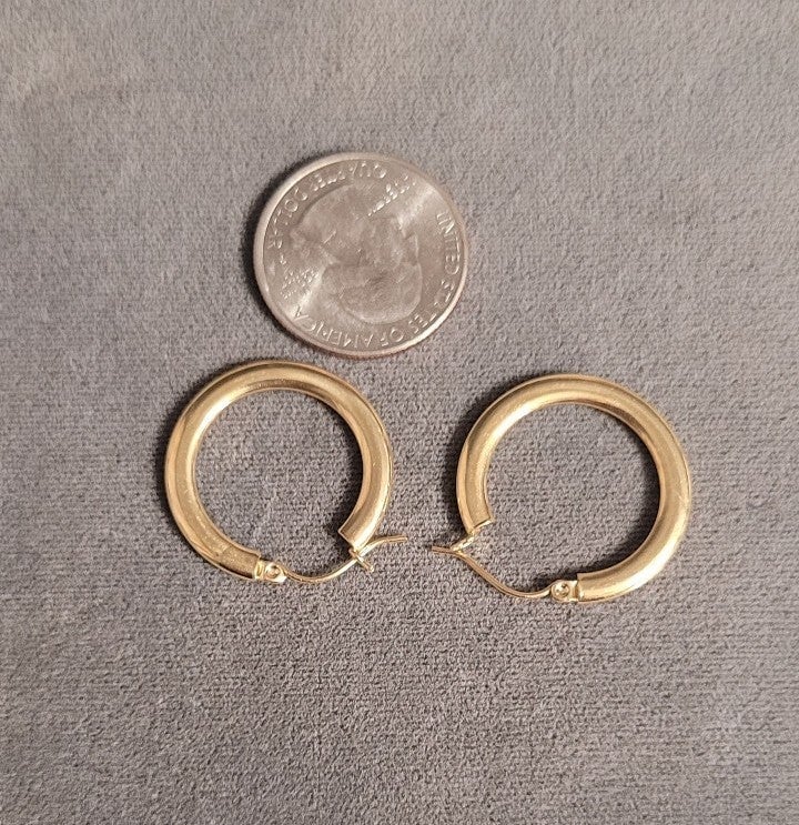 14k solid yellow gold hoop earrings