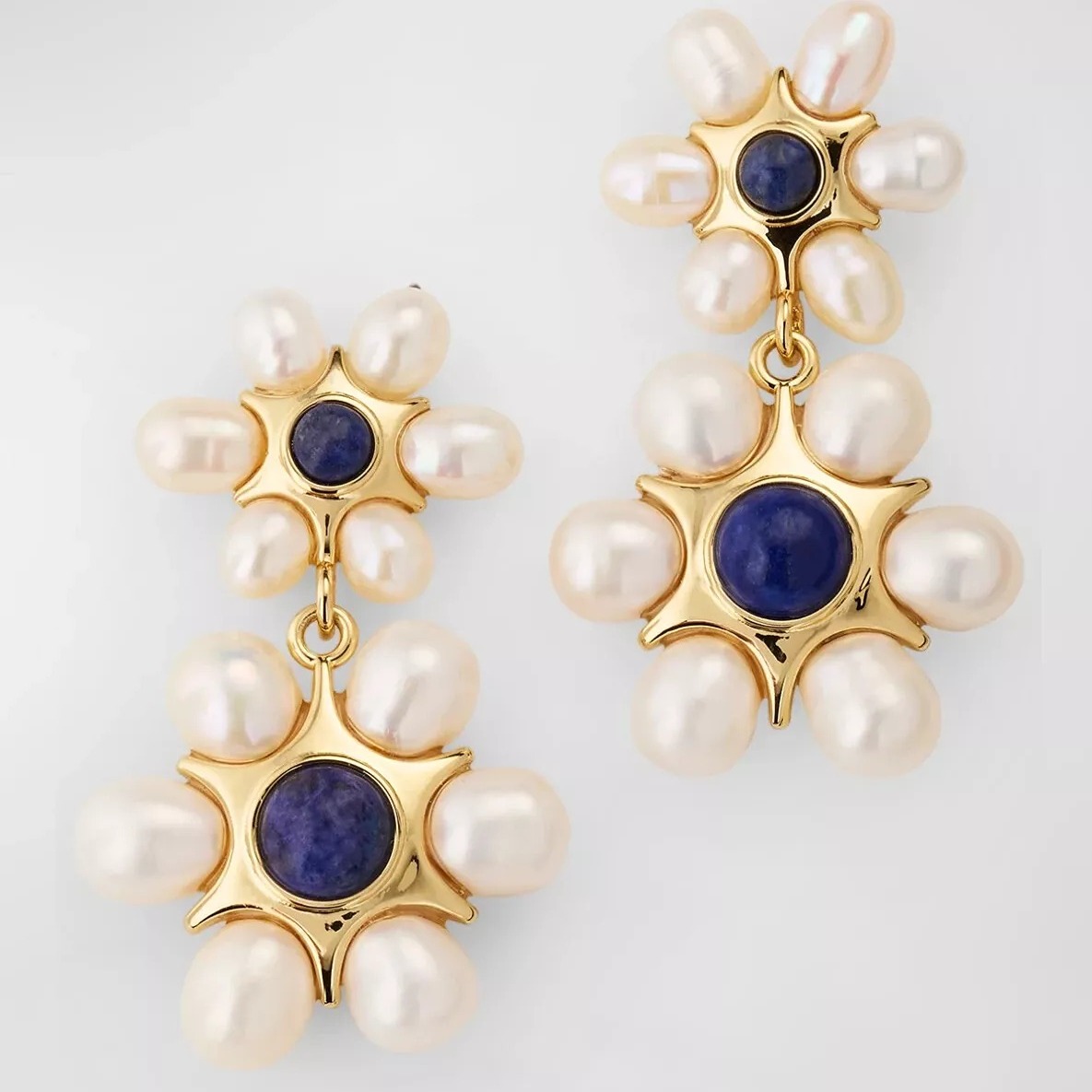 Mignonne Gavigan Safi Drop Earrings, White/Blue