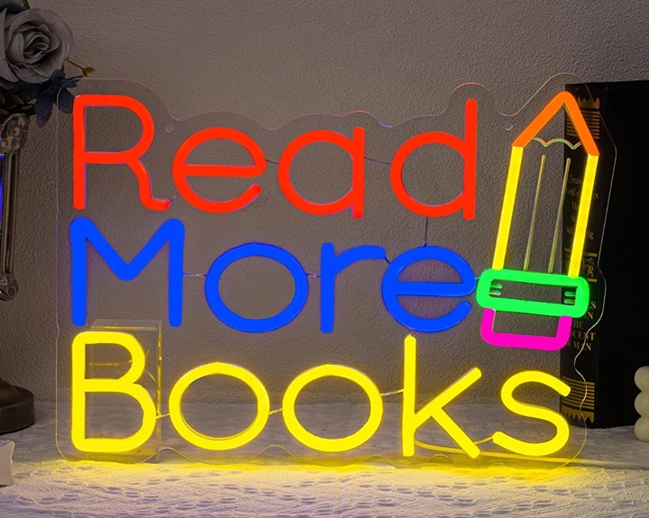 Fun Bright Colorful “Read More Books” Pencil LED Night Light School Room Decor