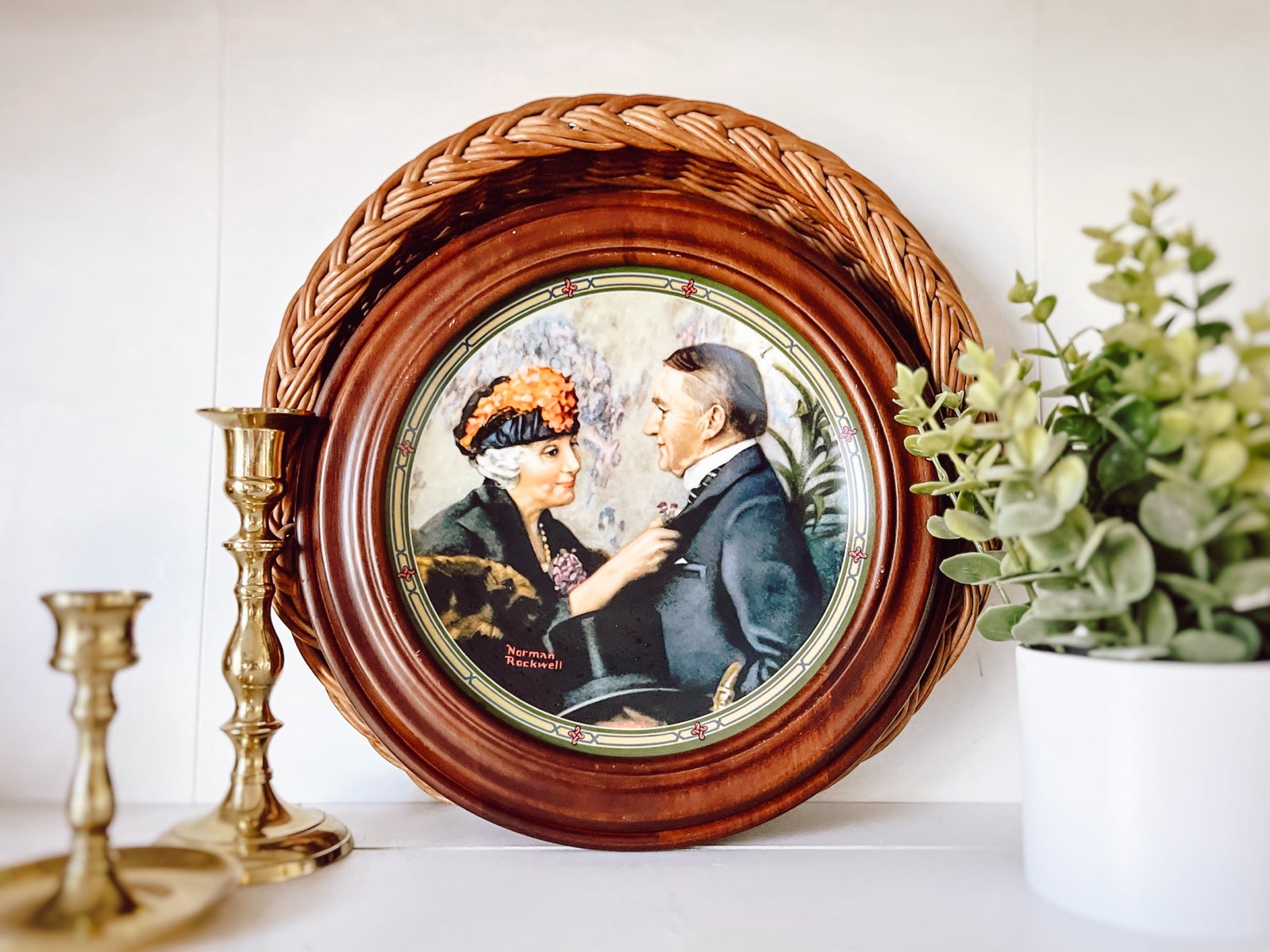 Vintage Plate Norman Rockwell’s “Love’s Reward” Decorative Dish & Frame
