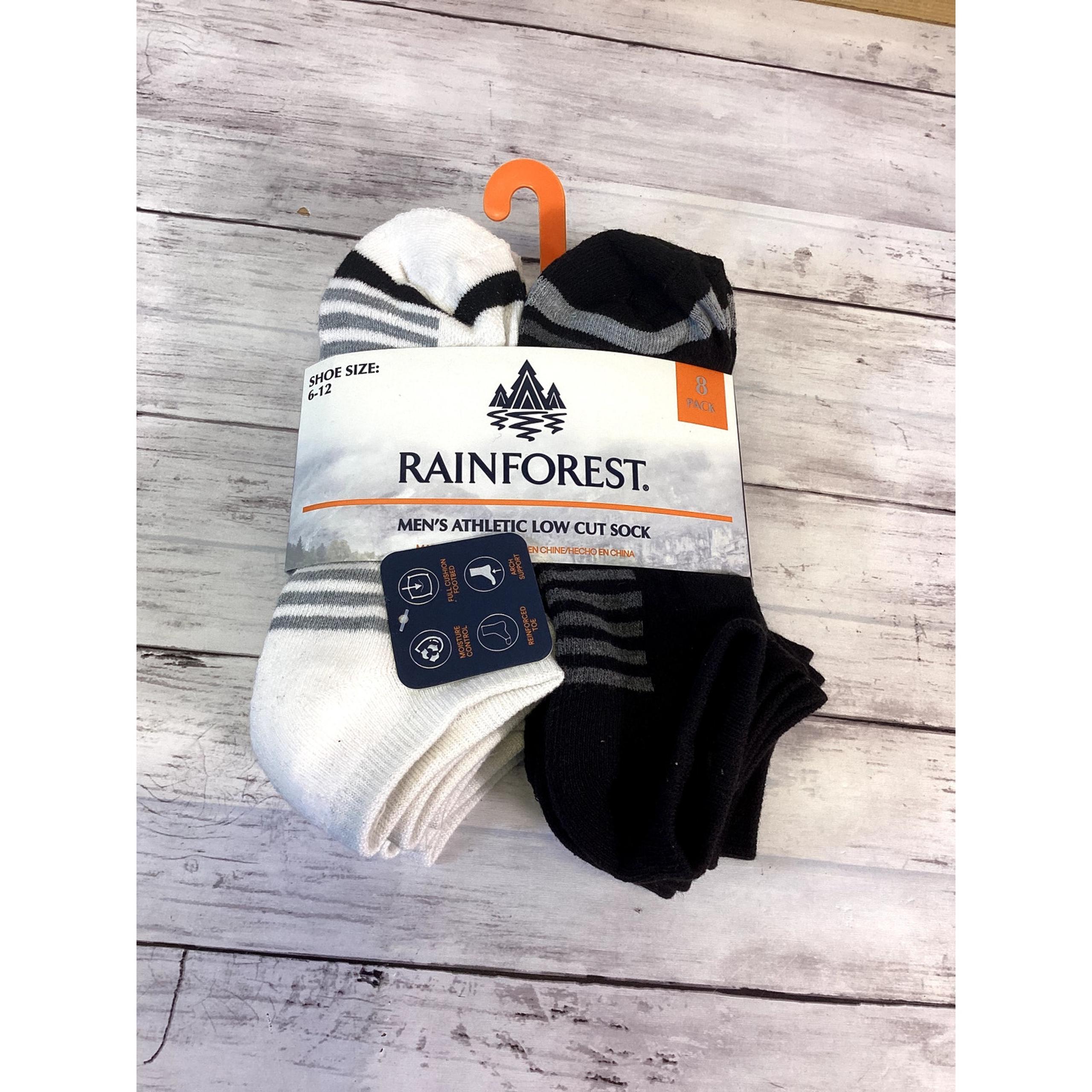 Rainforest Men's Athletic Low-Cut Socks – 8 Pack – Breathable & Durable