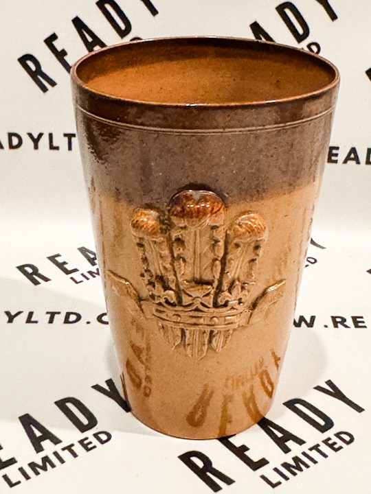 Vintage Doulton Lambeth Brown Stoneware Crown Tumbler Cup Prince Albert 40th BDa