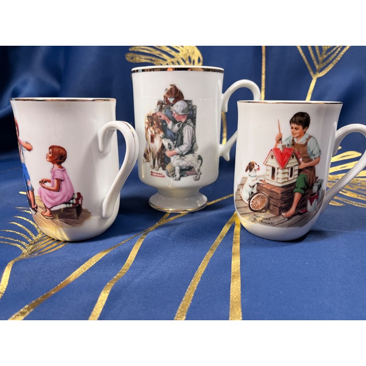 NORMAN ROCKWELL - 3 MUGS - PLEASE SEE PIX FOR DESCRIPTION