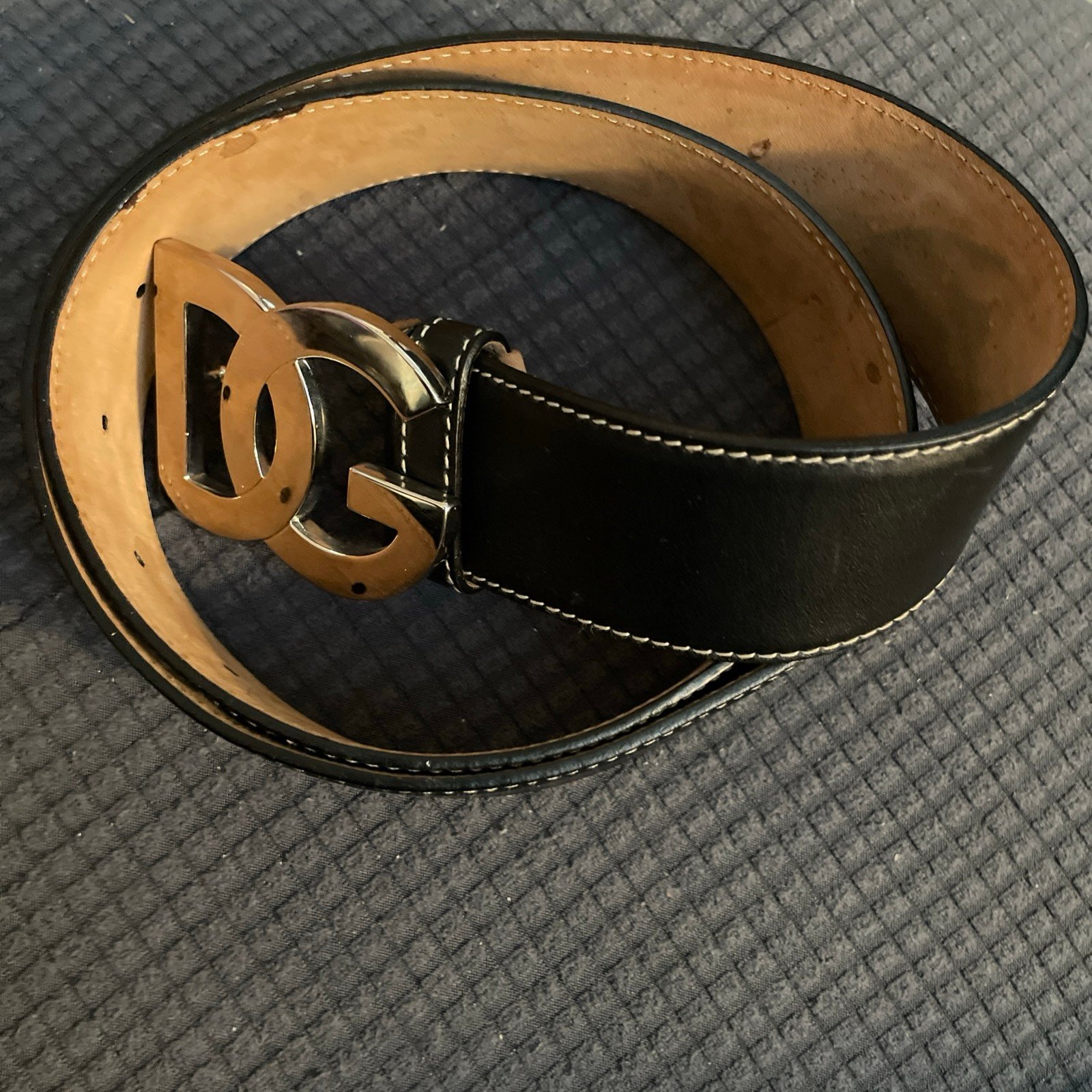 Dolce & Gabbana Womens Belt DG Logo Buckle Size 80cm 32” Black Leather