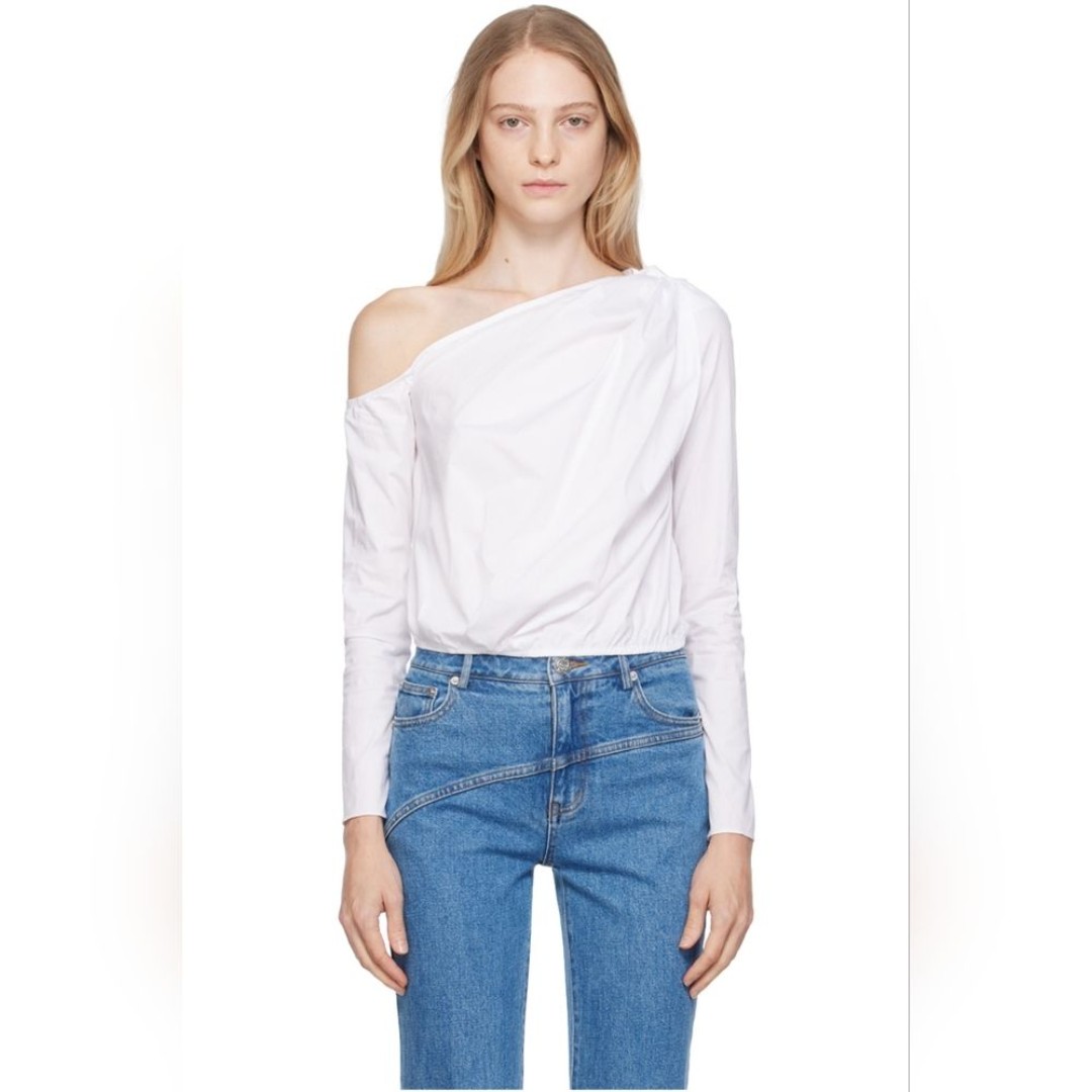 NWT STAUD ANIKA POPLIN BLOUSE IN WHITE