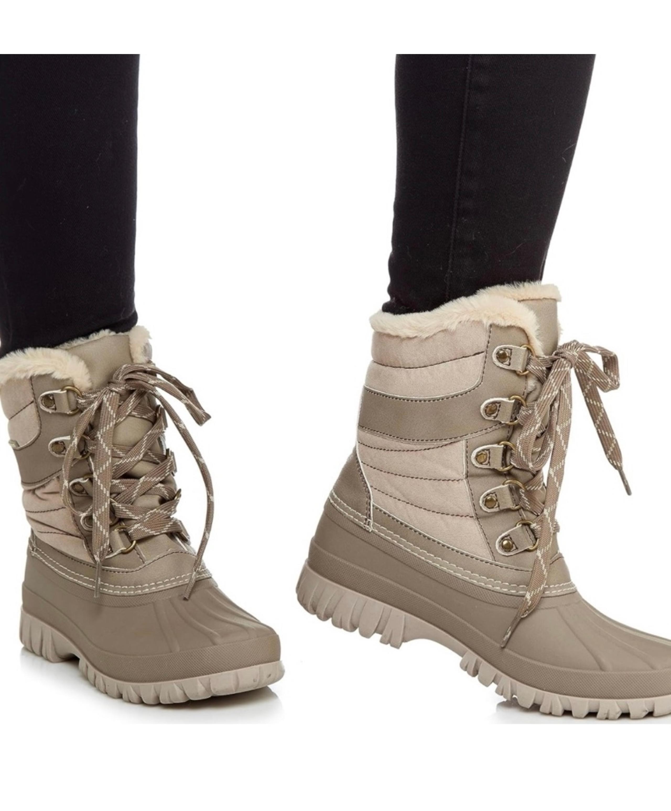 Womens Casey Waterproof Winter Casual Boots Ankle Low Heel 1-2" - Brown