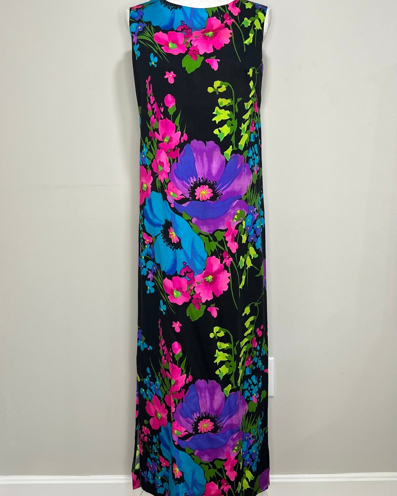 Vintage 60s/70s Fast Colors by Duchess Curio Shop DayGlo Floral Maxi Dress