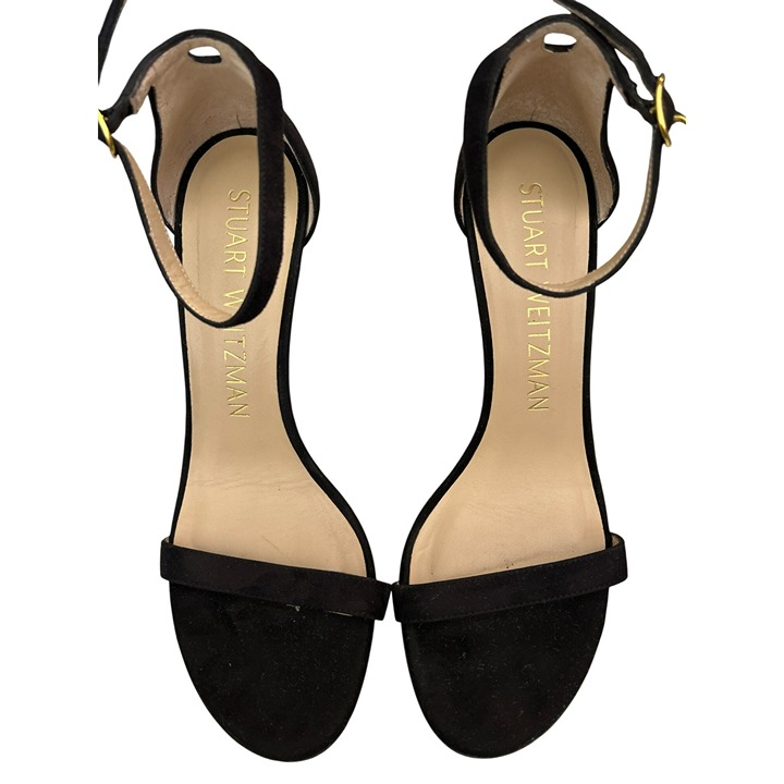 Stuart Weitzman Black Nudistcurve 75 Ankle Strap Sandle Size 8 1/2 Retail 500