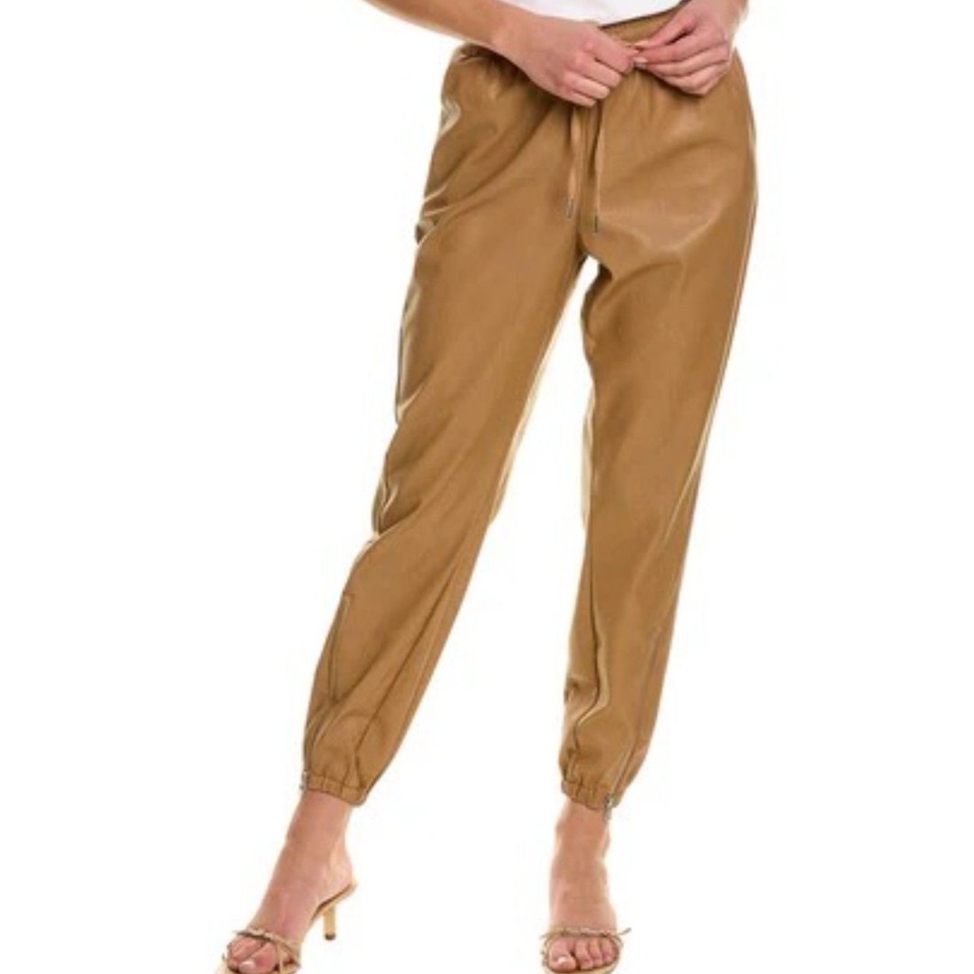 NWT N Philanthropy Marten Vegan Leather Jogger Pant in Camel size M