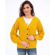 NWT Cable Knit Oversized Drop Shoulder Cardigan: Evy's Tree: Mustard/Marigold