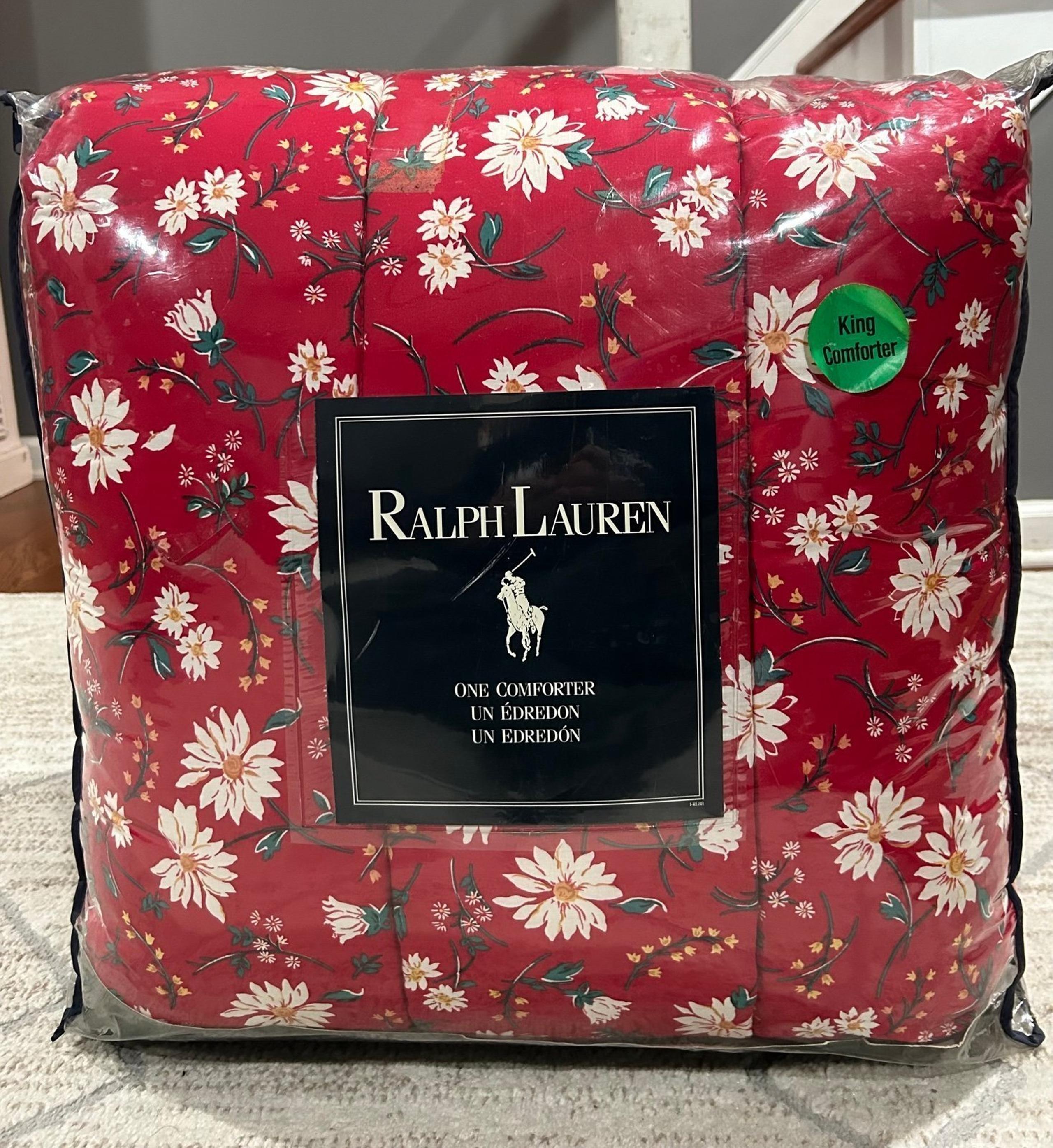 Ralph Lauren Red Floral KING Comforter Very Rare! Vintage