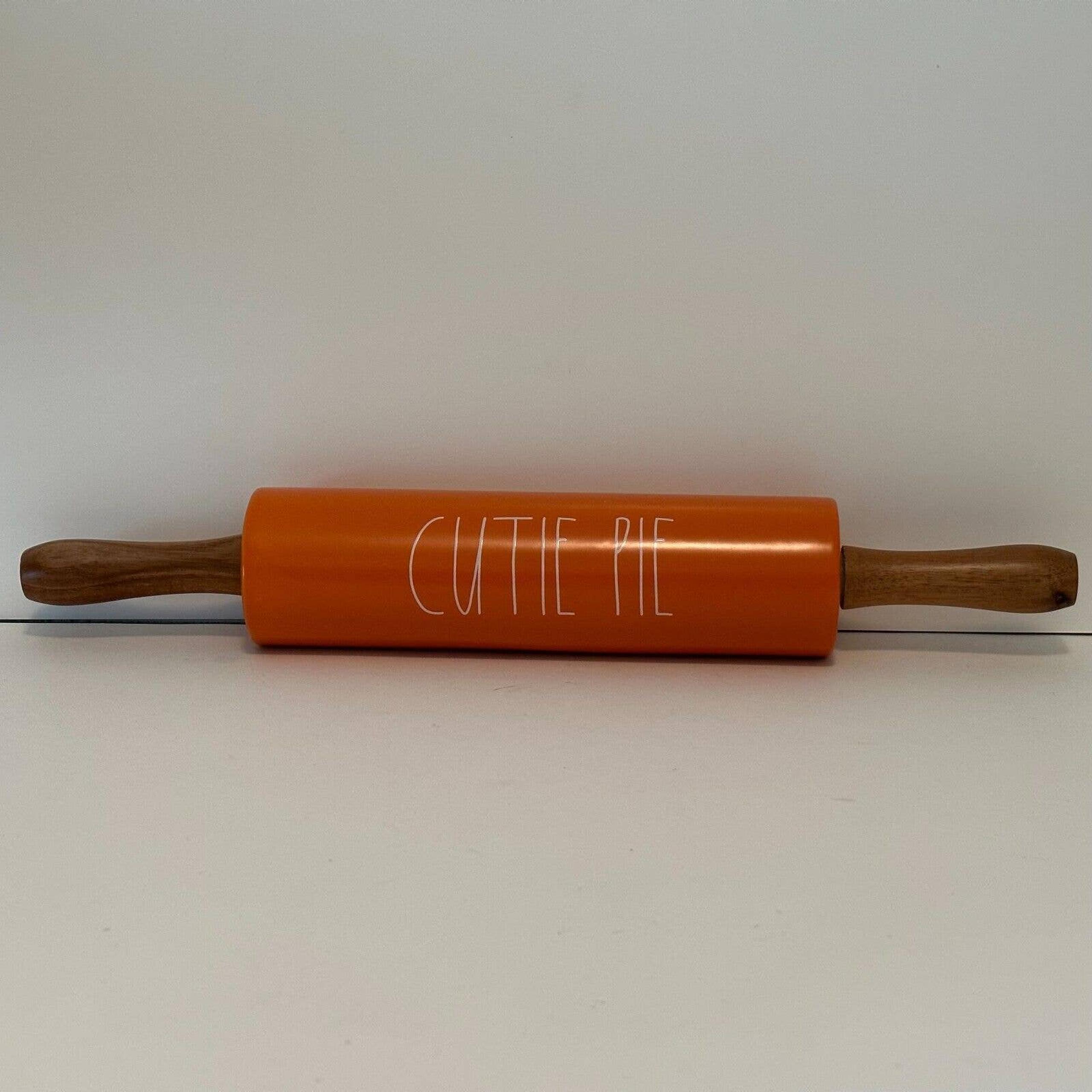 RAE DUNN "Cutie Pie" Rolling Pin in A Burnt Orange Shade *NEW