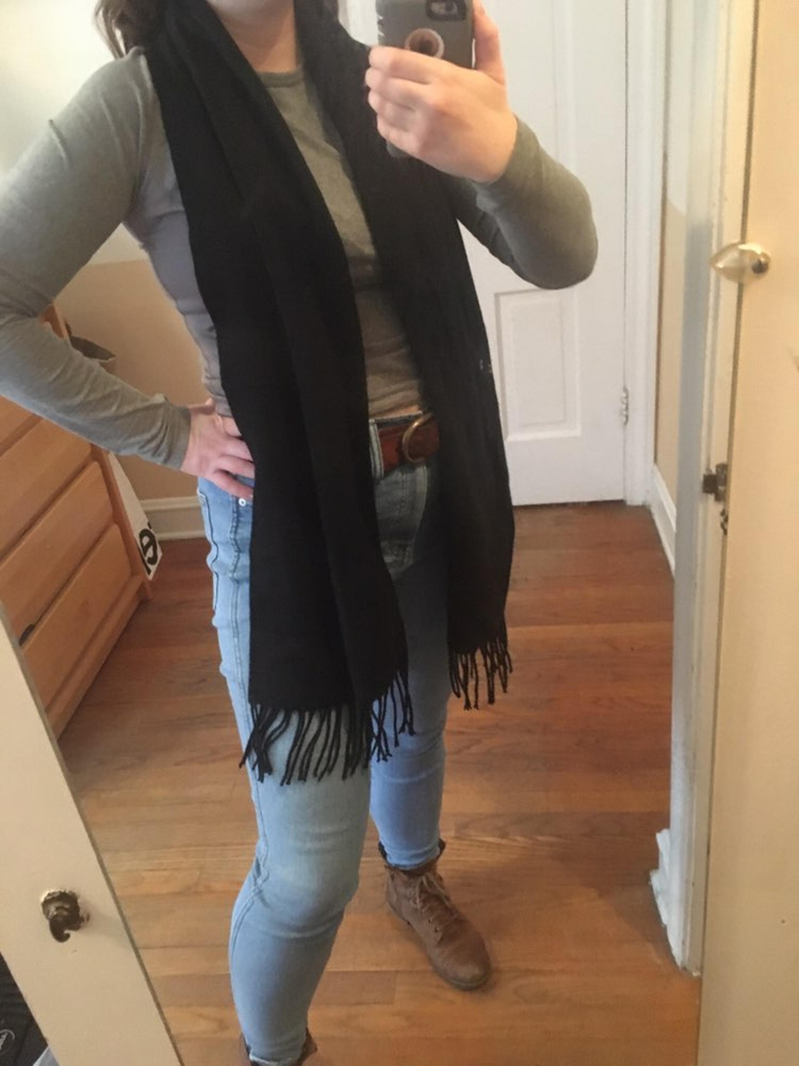 NWT Topshop Solid Black Scarf, 6 Ft Long