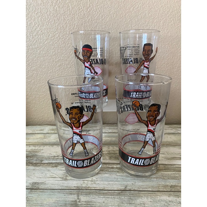 NBA Portland Trail Blazers '91-'92 Dairy Queen Collection Fan Glasses Set of 4