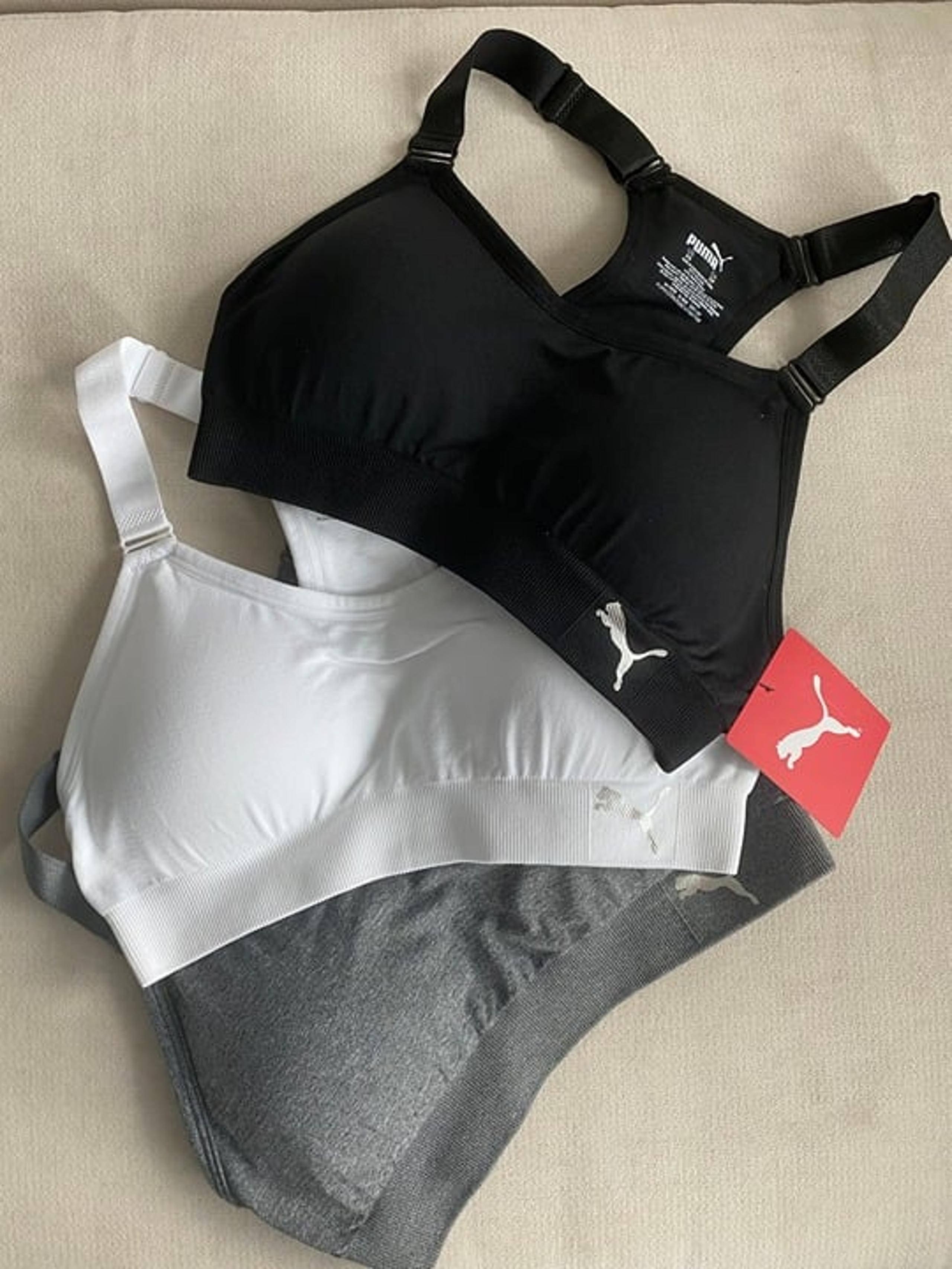 NWT Lot X 3 Women's PUMA Sports Bra, 3-pack, Seamless, XS, Black, White, Gray