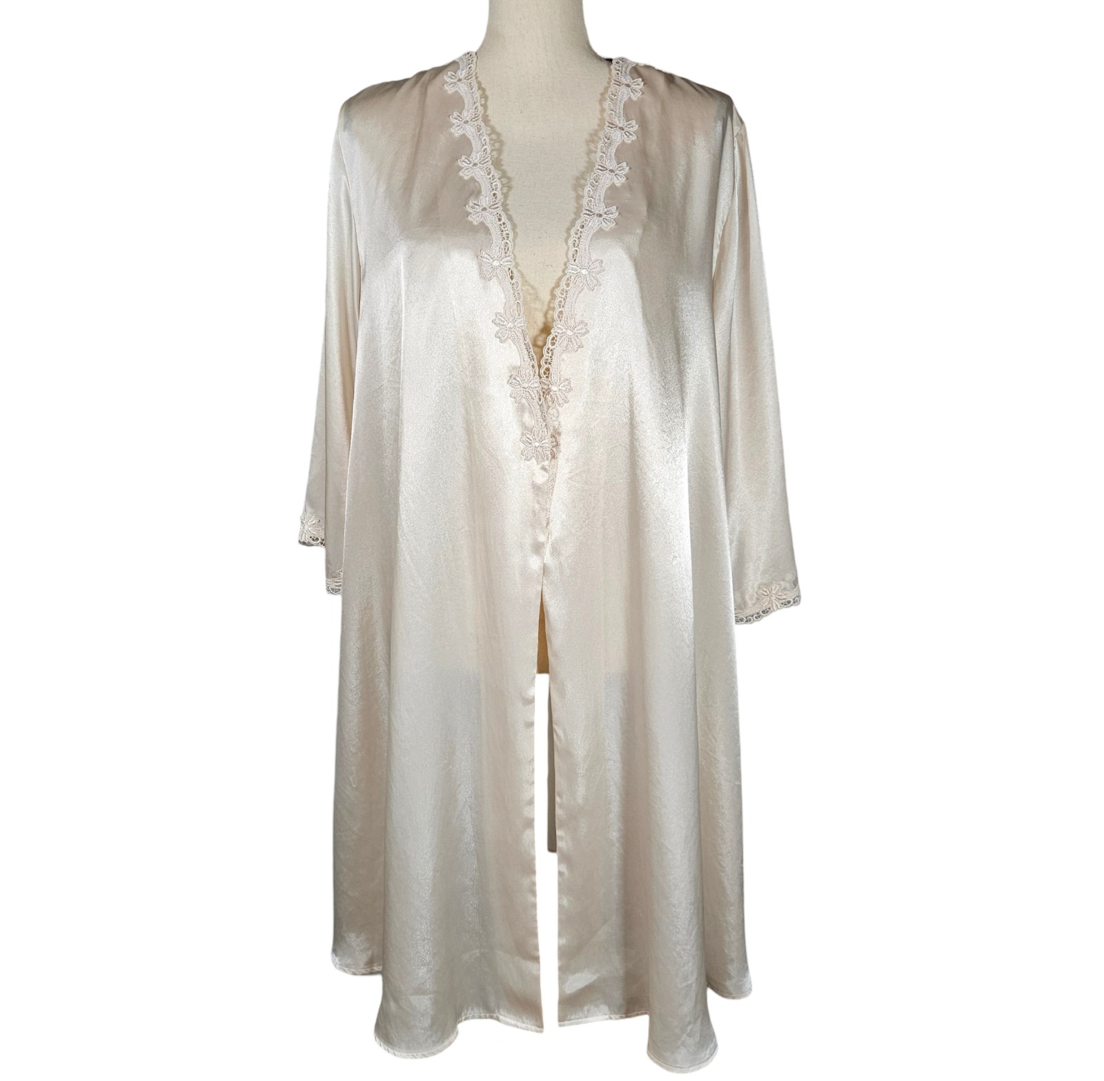 Vintage Wacoal Short Satin Robe, Ivory, Medium
