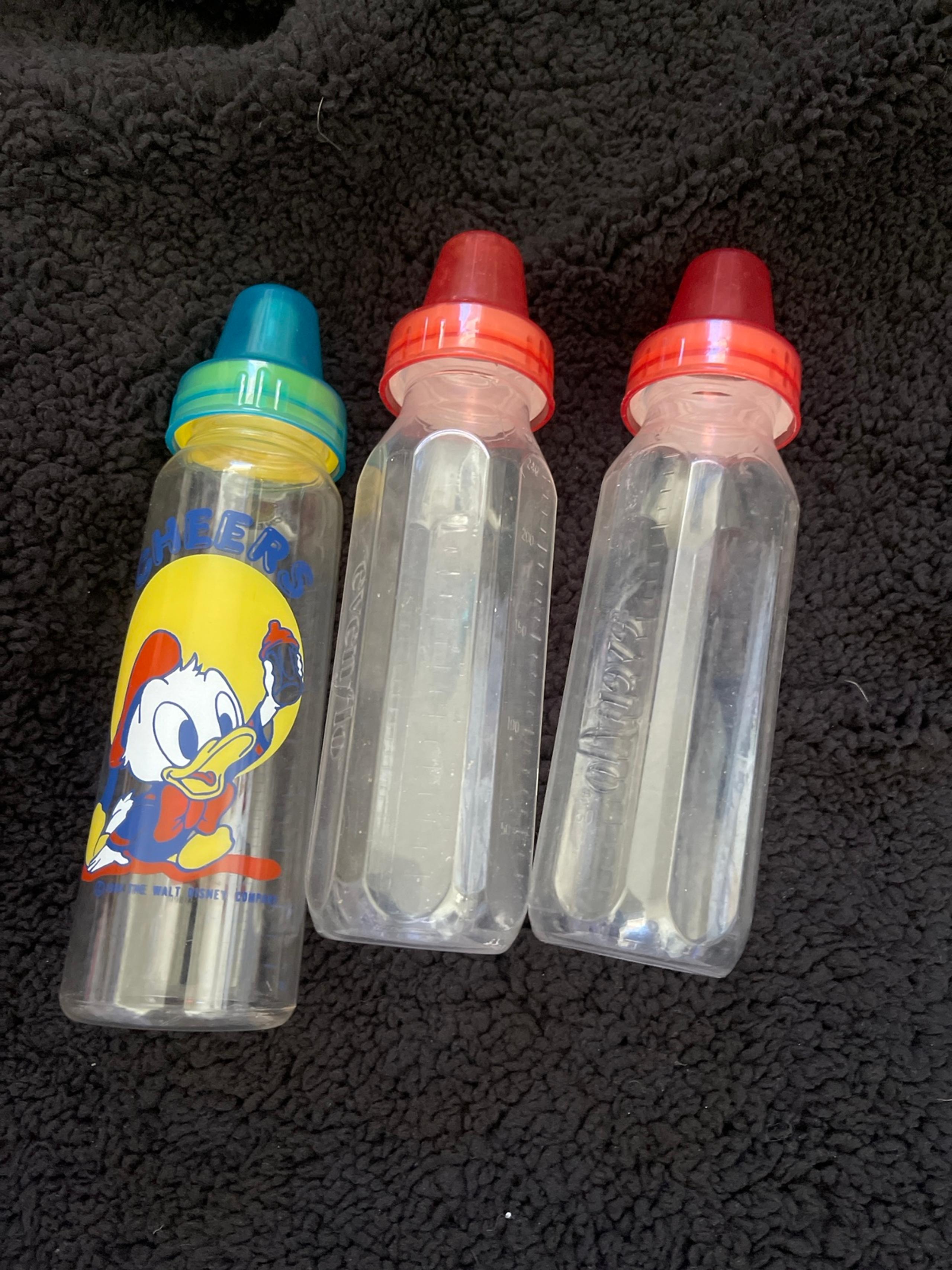 Vintage Evenflo Disney baby Bottles 8oz Clear Donald Duck