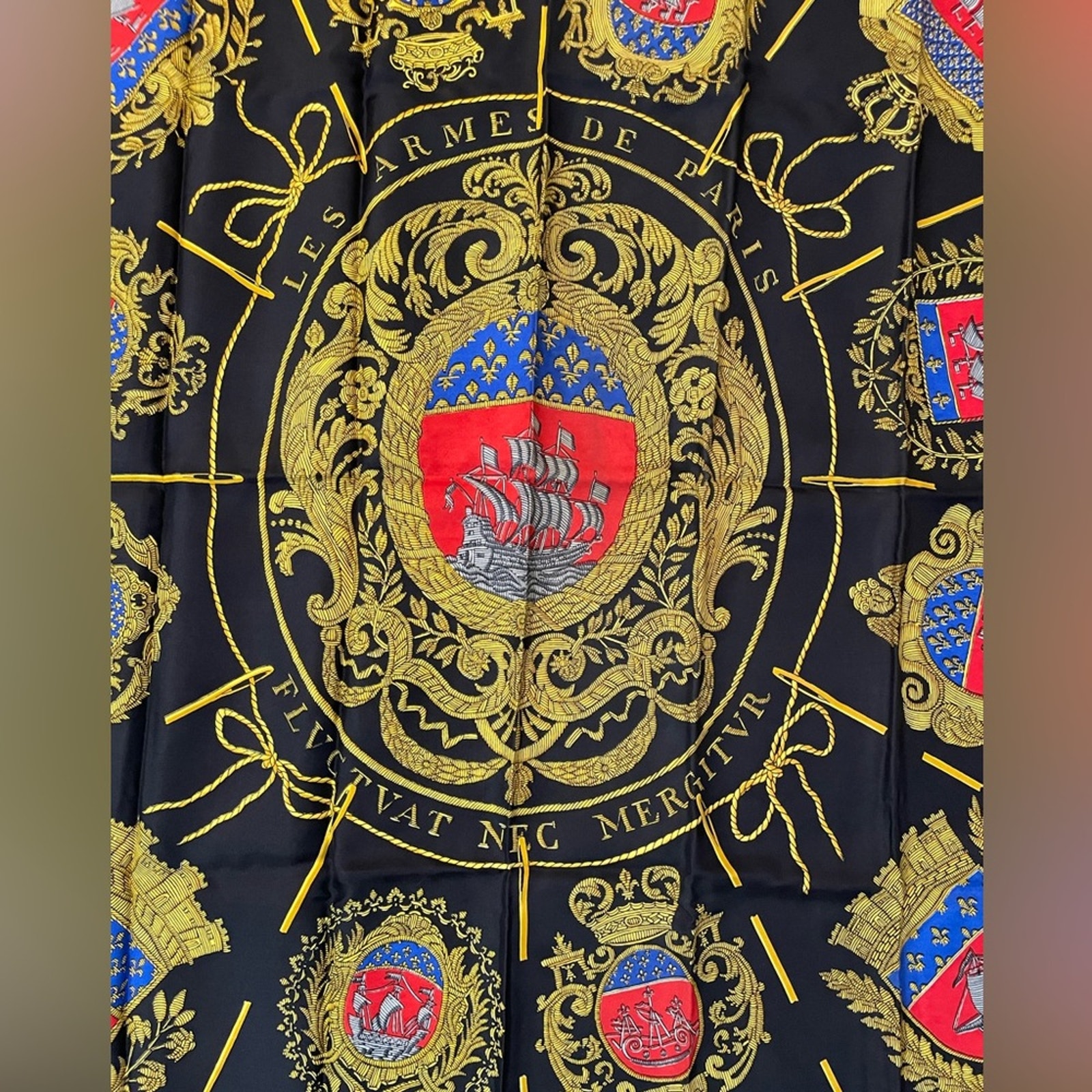 Authentic Hermes Silk Scarf LES ARMES DE PARIS Carre 90s