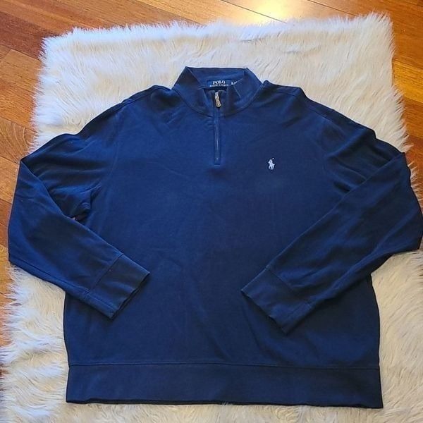 Polo ralph lauren mens navy blue cotton long sleeve quarter zip size xl