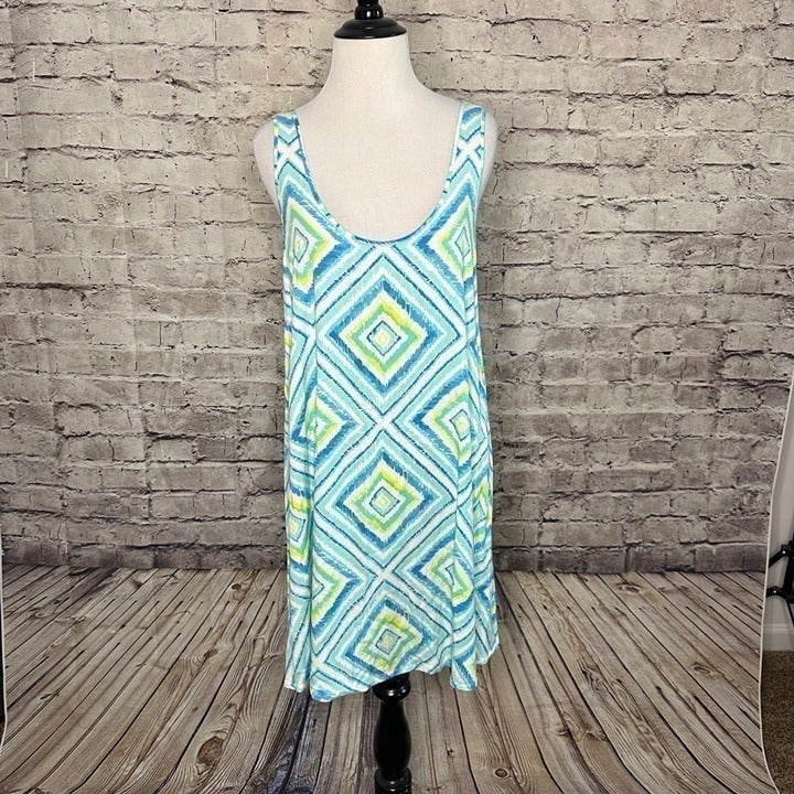 Southern Tide Diamond Square Green Blue Summer Dress Size Small