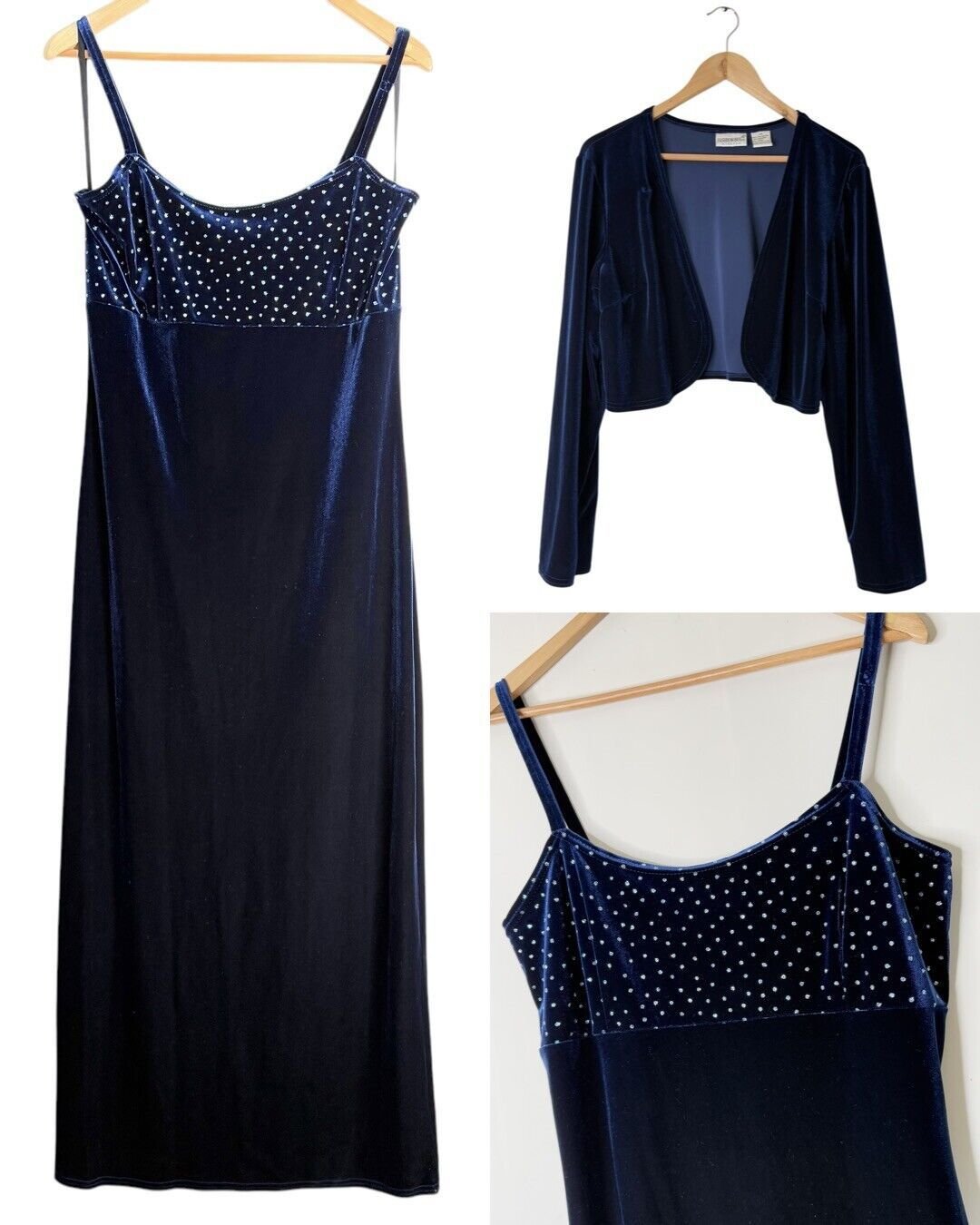 Vtg Y2k Velvet Evening Babydoll Dress Gown 2Pc Set Size 14 Fairy Whimsygoth