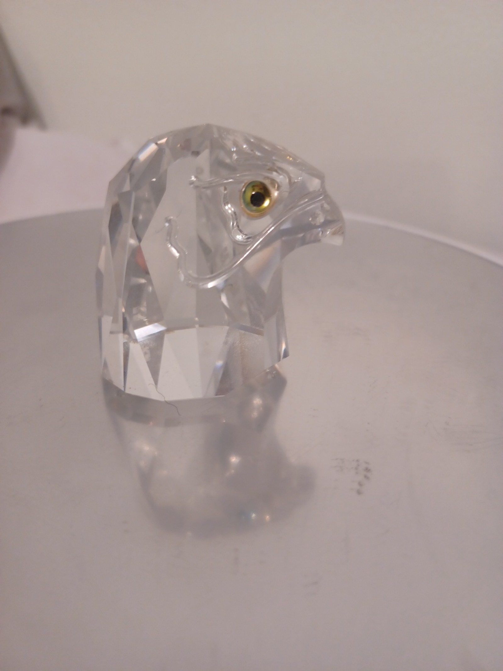 Swarovski crystal solid falcon head figurine