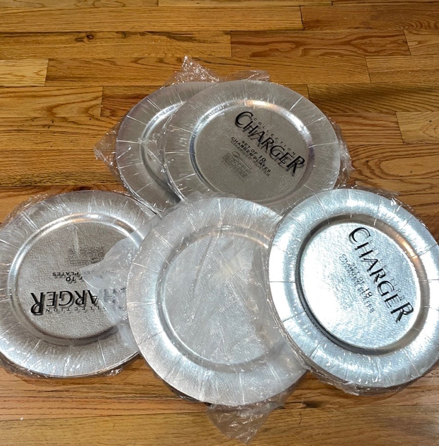 NEW 50 pcs dispaible wedding party disposible charger plates Silver 13