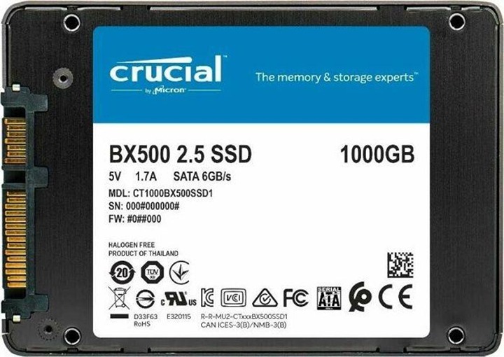 Crucial BX500 1TB 3D NAND SATA 2.5 Internal SSD/up to 540MB/s CT1000BX500SSD1