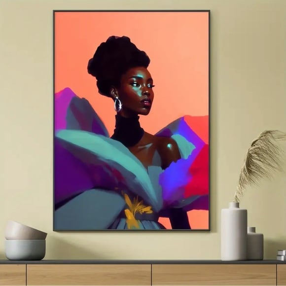 Stunning African American woman unframed canvas print
