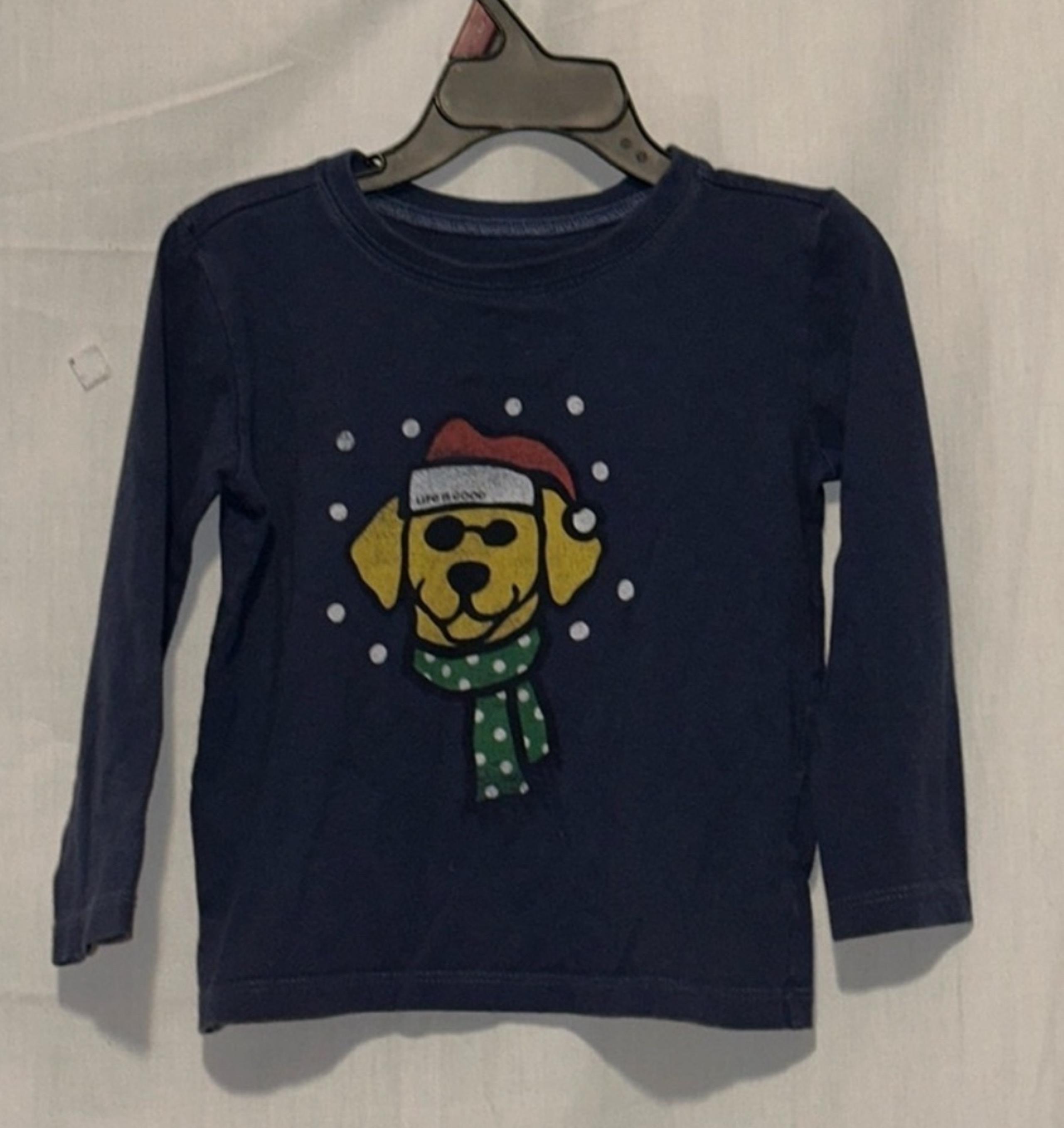 Life Is Good winter dog graphic long sleeve shirt size 2T