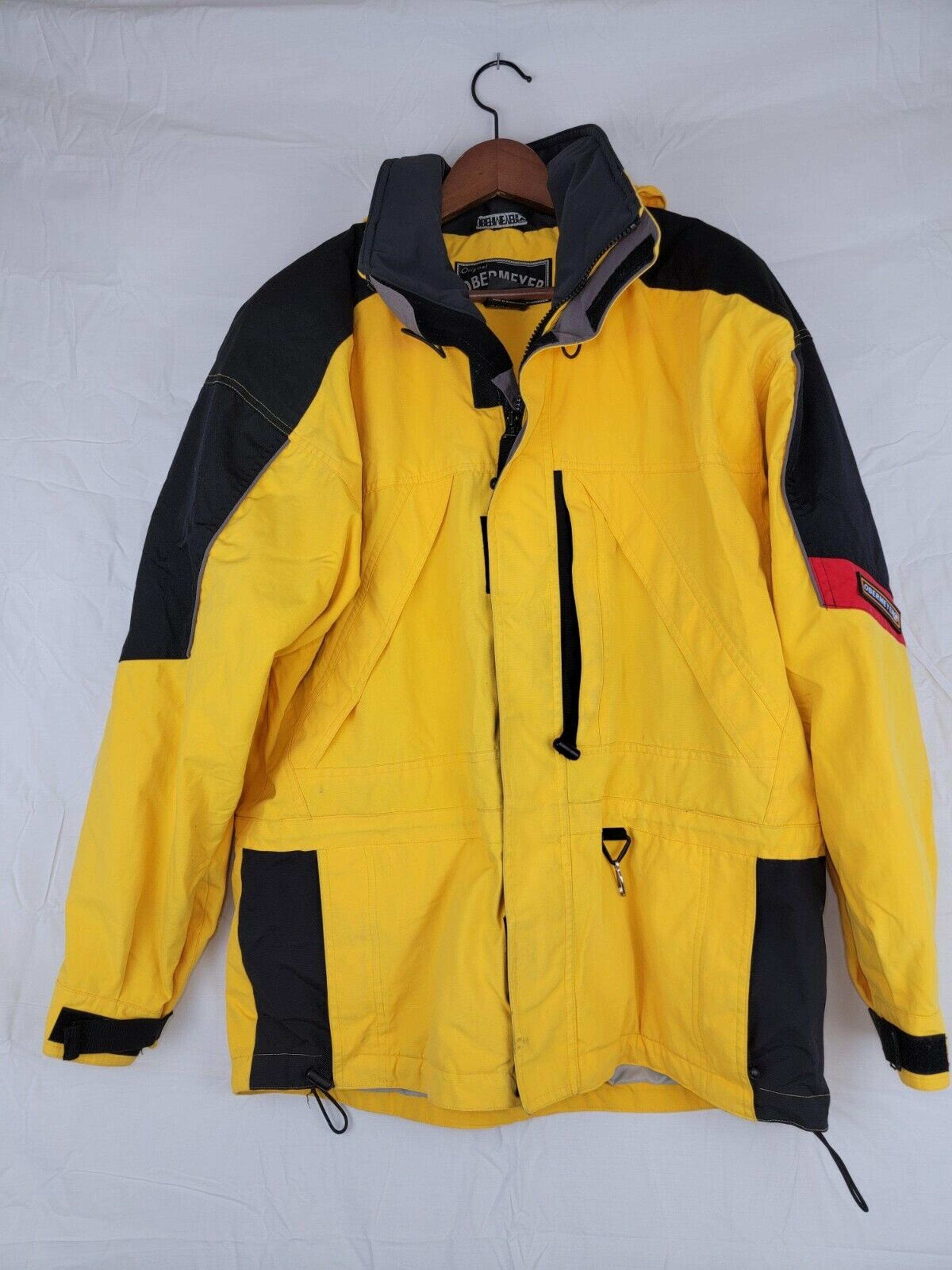 Obermeyer Eiger II Shell Snow Ski Wind Jacket Mens Size Small Yellow Black Red