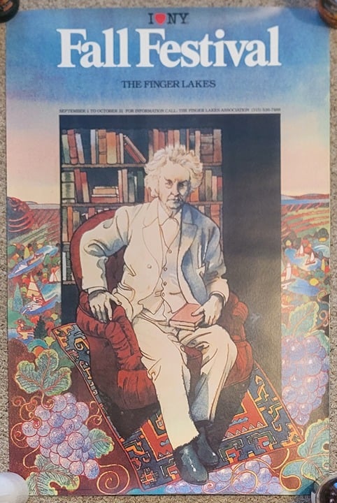 I LOVE NY FALL FESTIVAL FINGER LAKES MARK TWAIN MILTON GLASER POSTER RARE 24x36