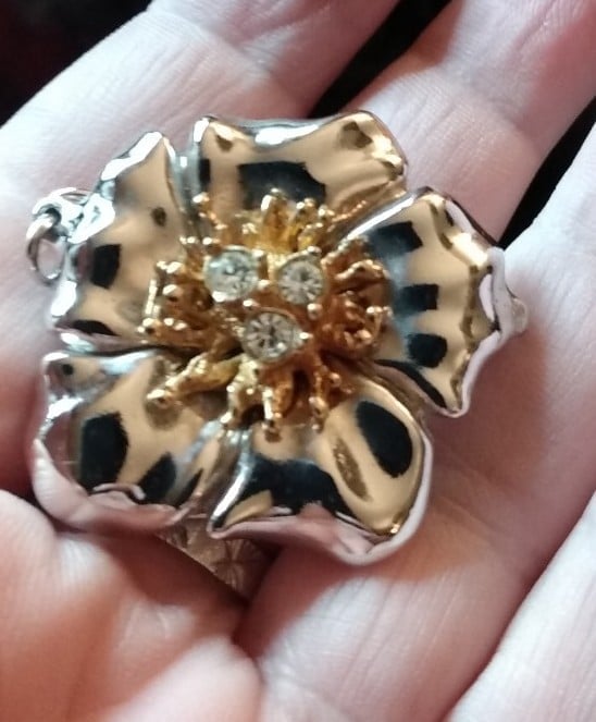 Piscitelli silver and crystal sunflower pendant